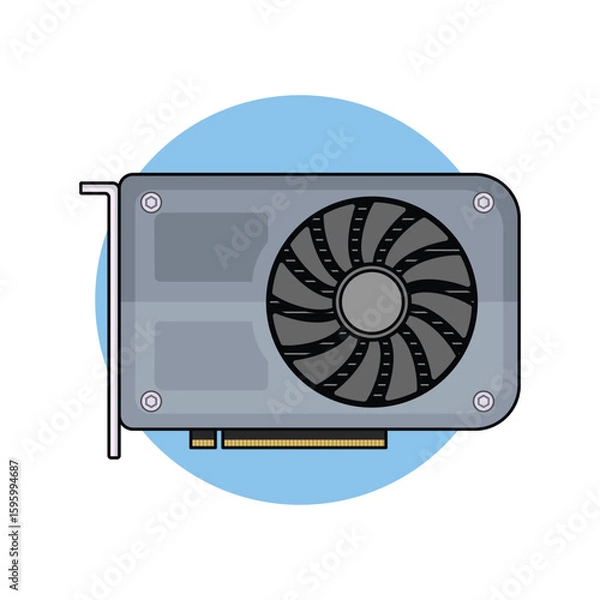 Obraz Graphic card with a single fan. Vector design
