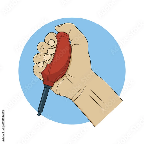 Obraz Hand holding rubber hand blower. Vector design