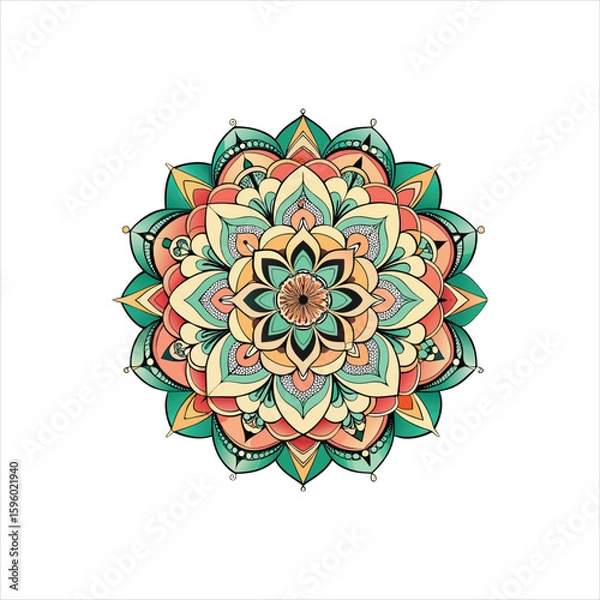 Obraz Floral ornamental round lace pattern vector illustration