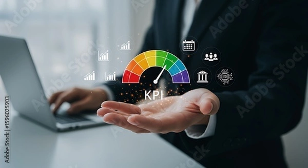 Fototapeta Business performance indicator gauge finance