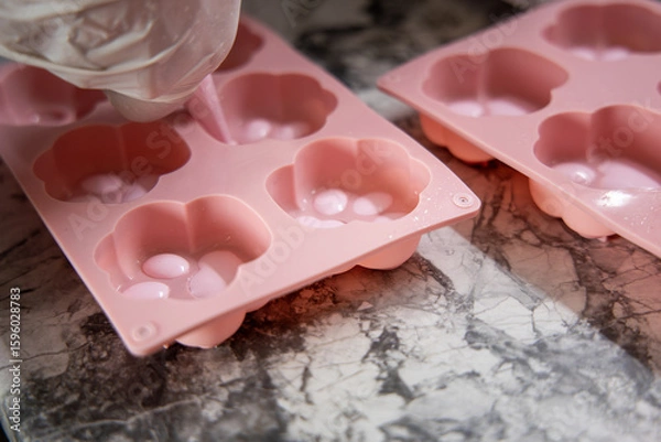Fototapeta Baking preparation with silicone mold