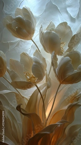 Fototapeta Delicate Beaded Tulip Arrangement In Soft Light