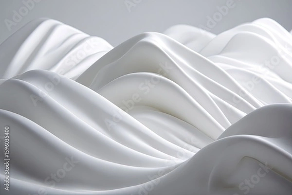 Fototapeta Abstract White Wave Forms In A Studio Shot