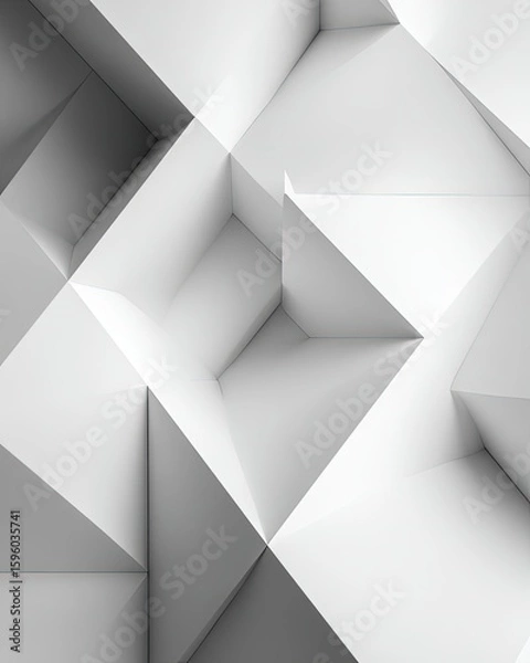 Fototapeta Abstract Geometric Shapes White 3D Design
