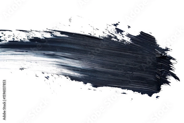 Obraz Black brush stroke on a transparent background, perfect for graphic design, grunge textures, and modern artistic elements.