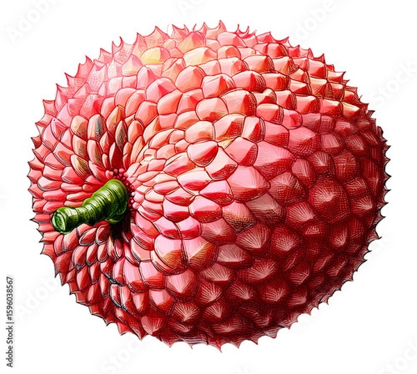 Obraz Watercolor illustration of lychee fruit on a transparent background, ideal for tropical designs, food packaging, and botanical artwork...