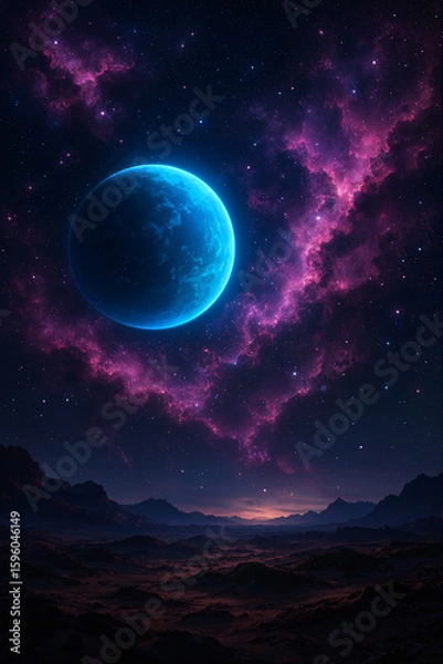 Obraz Magenta Glow Behind Alien Planet