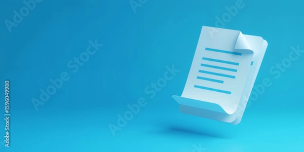 Obraz A stylized document with lines on a blue background in a minimalist design style on transparent background