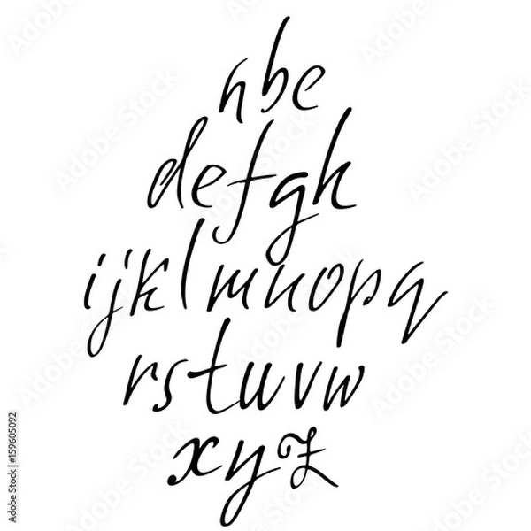 Fototapeta Hand drawn elegant calligraphy font. Modern brush lettering. Grunge style alphabet. Vector illustration.