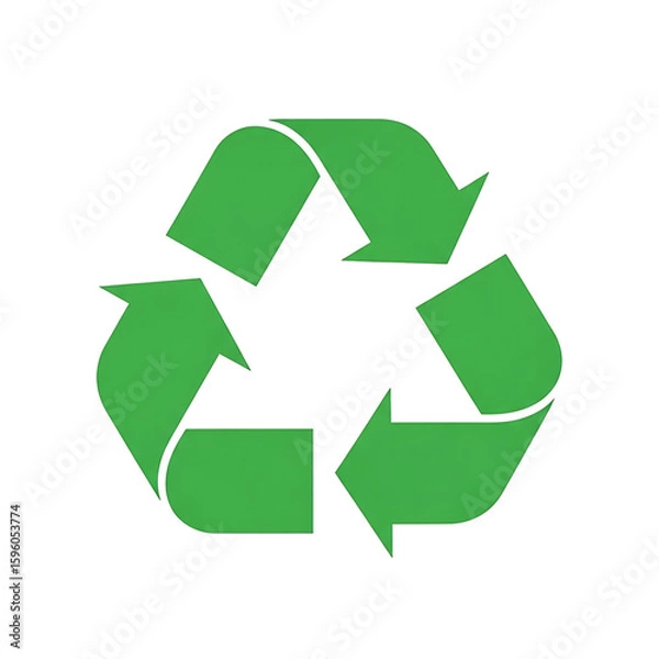 Fototapeta Green recycling symbol with three chasing arrows forming a continuous loop isolated on transparent background