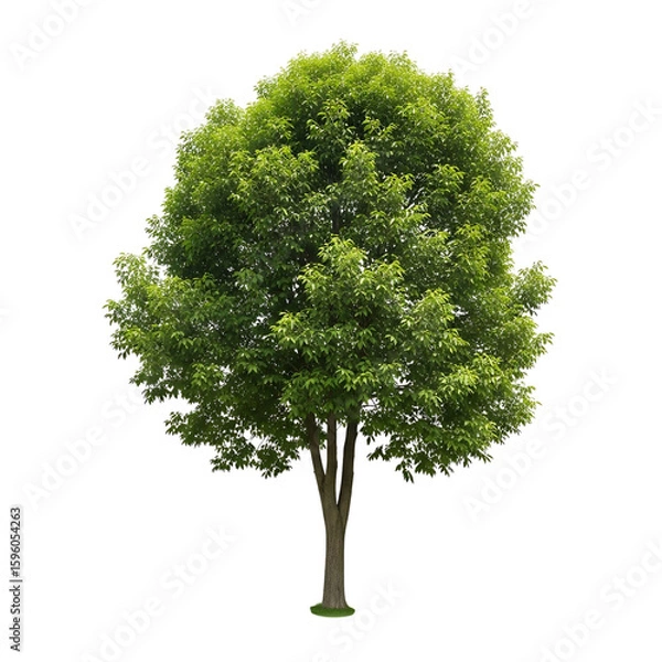 Fototapeta A lush green deciduous tree with a full canopy isolated on transparent background