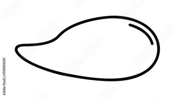 Obraz Single continuous outline of a mango with slight tapering, clean 2 pt line, blank background.

