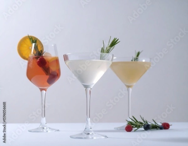 Fototapeta 白い背景、美しいフルーツカクテルドリンク