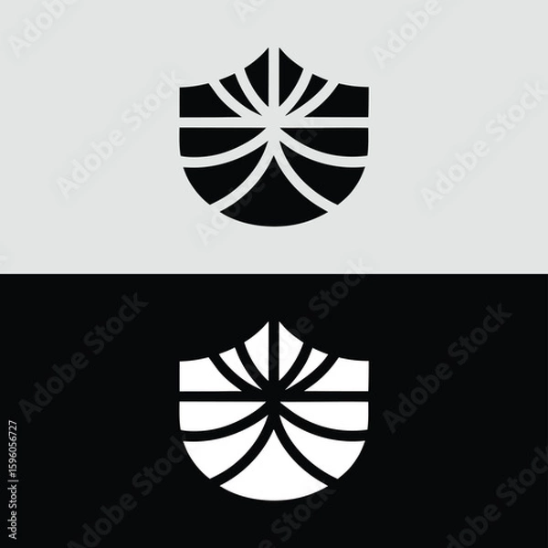 Fototapeta A modern shield logo design representing security, protection, and technological advancement