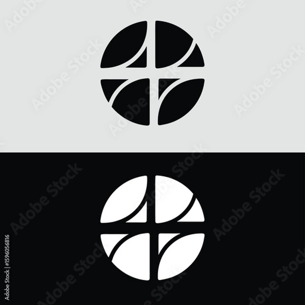 Fototapeta A modern circle logo design with abstract geometric shapes, ideal for a tech company