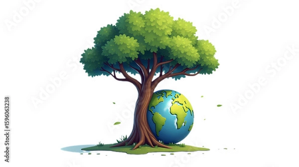 Obraz Eco-friendly icon urging to save trees and protect Earth.
