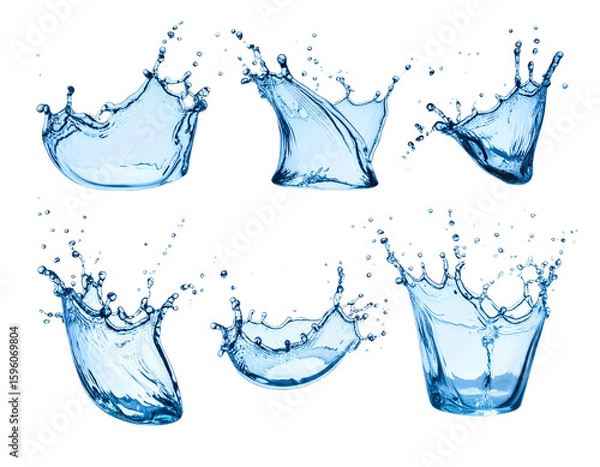 Obraz Dynamic Water Splashes and Drops Isolated on Transparent Background