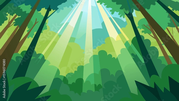 Obraz Sunbeams Through Forest Canopy with Leafy Texture
