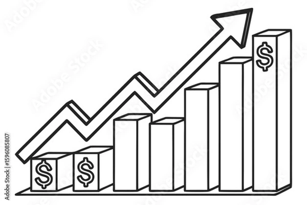 Obraz Vector Line Art  Icons of Financial Growth, Investment Charts, and Budget Planning