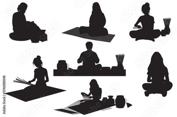 Fototapeta silhouette Cartoon shape weaving work vector design