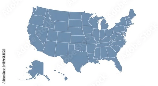 Obraz United States Map with State Borders