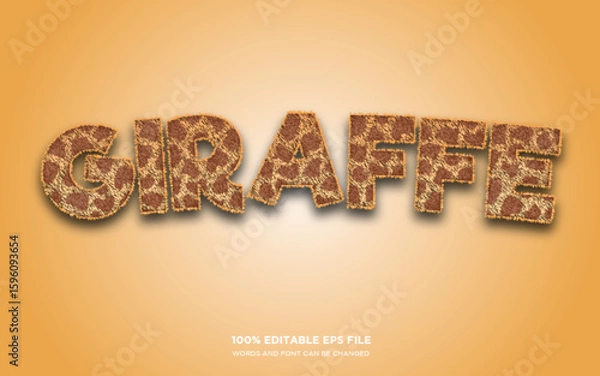 Fototapeta Giraffe 3D editable text style effect	
