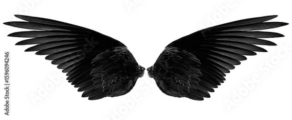 Obraz black wings on white background,isolated