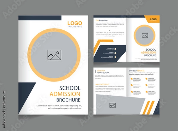 Fototapeta School admission brochure template banner design. back to school social media post banner design set. Back to school admission promotion banner. school admission template for social media ad.