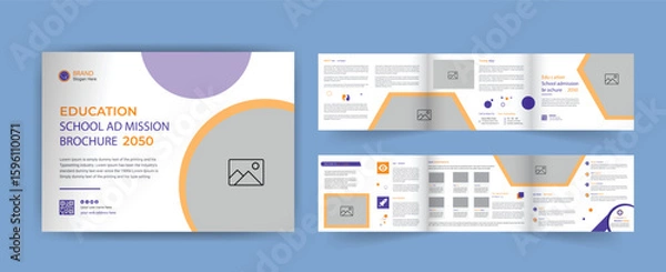 Fototapeta School admission square banner. back-to-school brochure template educational banner Instagram posts and social media post template and web banner.