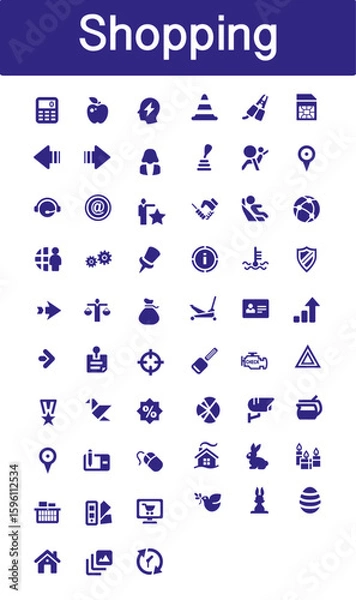 Fototapeta Shpping icon collection in blue colour vector