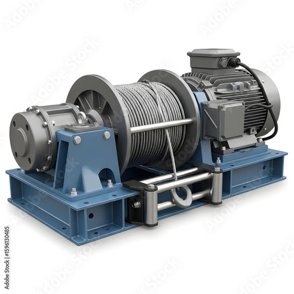 Obraz Electric cable winch drum and motor assembly  