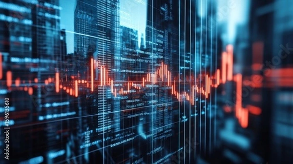 Fototapeta High Tech Stock Market Data Visualization with Digital Graphs and Charts Illustrating Financial Growth and Investment Trends