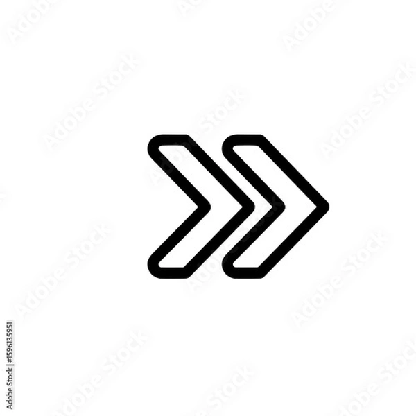 Obraz Simple black double arrow icon on white background  