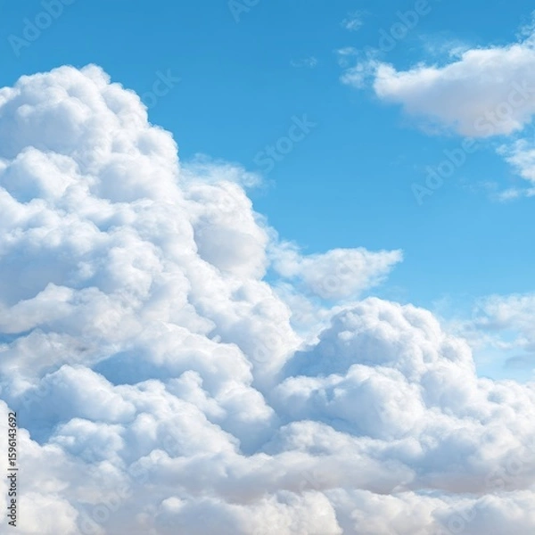 Obraz Fluffy Clouds on White Background, Ideal Sky Texture --v 7 Job ID: 57cd9574-e5b4-4bc2-847c-f26f74060789