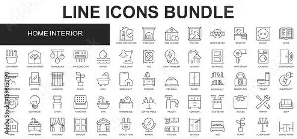 Obraz Home Interior Icons Bundle vector collection