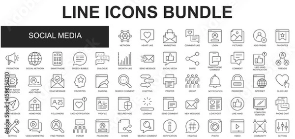 Fototapeta Social Media Icons Bundle vector collection