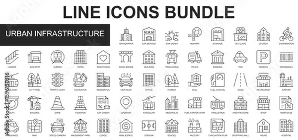 Obraz Urban Infrastructure Icons Bundle vector collection