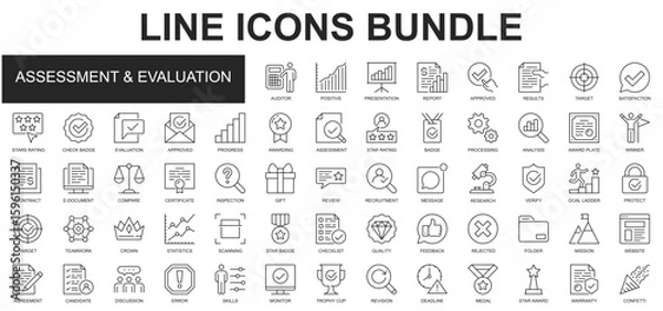 Fototapeta Assessment and Evaluation Icons Bundle vector collection
