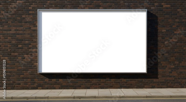 Obraz Blank billboard mockup on a brick wall, perfect for your advertising campaign, showcasing your brand message clearly and effectively to a wide audience.