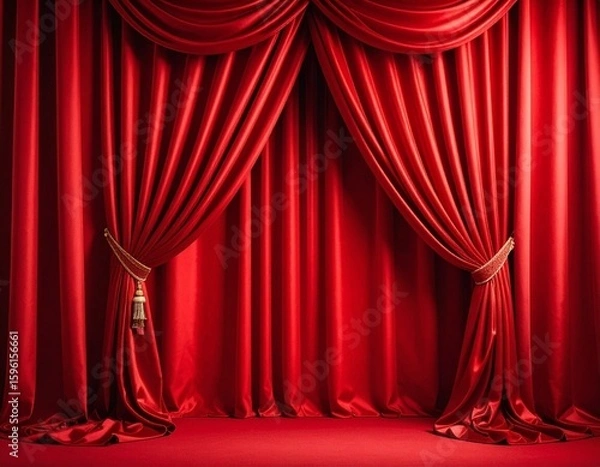 Fototapeta 豪華な赤いサテンドレープ背景 