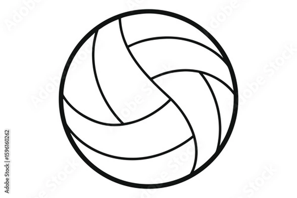 Fototapeta Black and White Line Drawing of a Volleyball on White Background for Sport