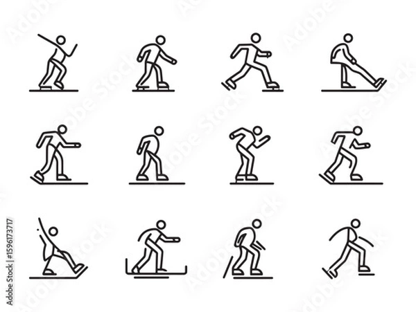 Fototapeta Ice Skating Line Art Drawing Guide