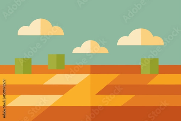 Fototapeta soft flat farmland with squares of crops minimal
