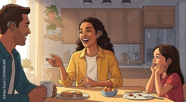 Obraz Authentic Family Interaction with Hearing Aids