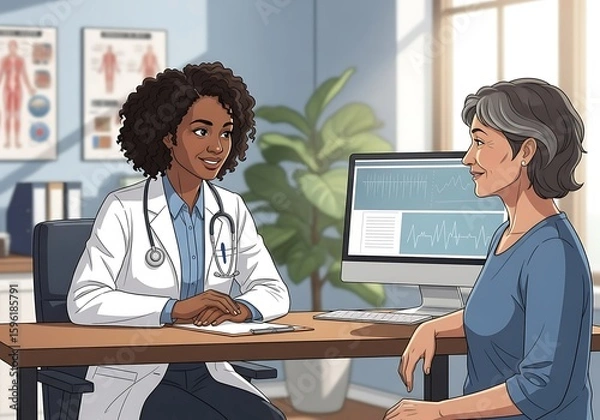 Obraz Medical Dialogue: Patient and Physician in Modern Clinic

