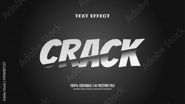 Fototapeta 3D Text Effect crack, editable text