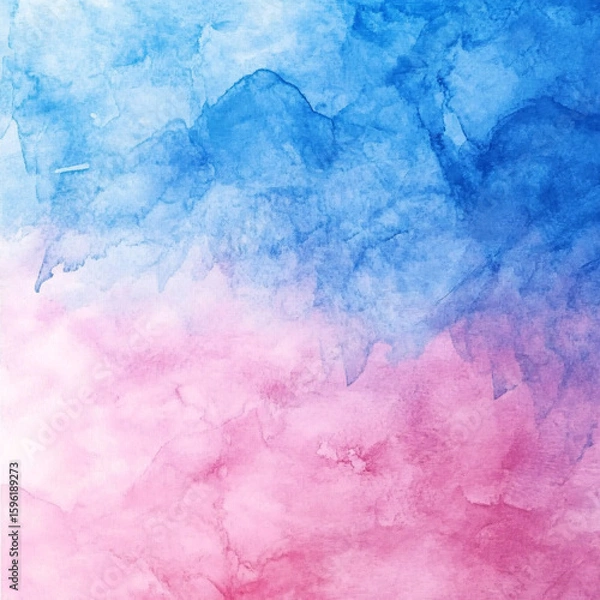 Fototapeta Vibrant watercolor background with abstract pink and blue gradient blending in artistic cloud-like texture
