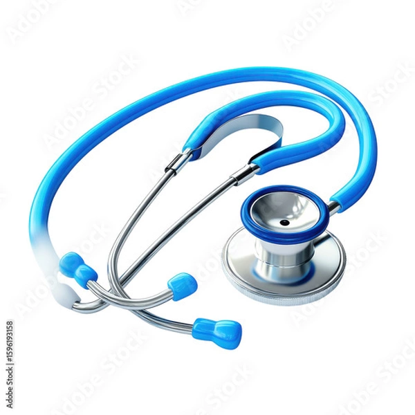 Fototapeta Clinical Blue Stethoscope Health Medical Equipment Checkup Tool Heart Lung on transparent background