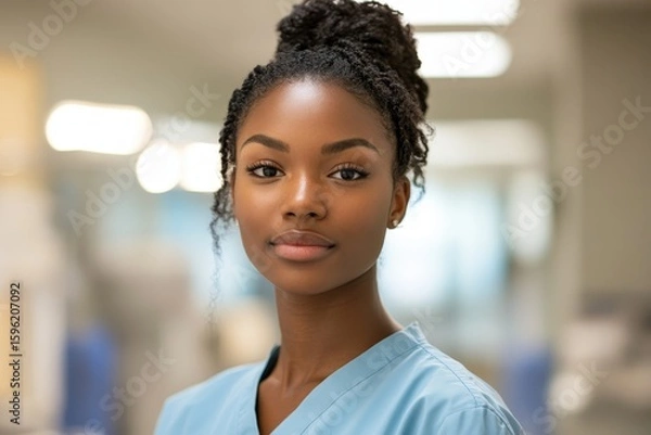 Fototapeta Portrait of a young nurse in a surgical department, highlighting dedication, skill, and professionalism in a healthcare setting, Generative AI