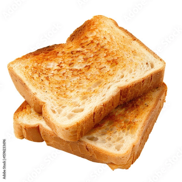 Fototapeta Two slices of toasted bread, golden brown, overlapping